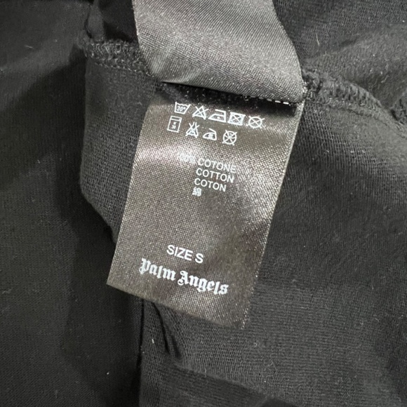 Palm Angels Palm Tree Photo Gold Glittery Stripes Black Tshirt - Picture 6 of 6